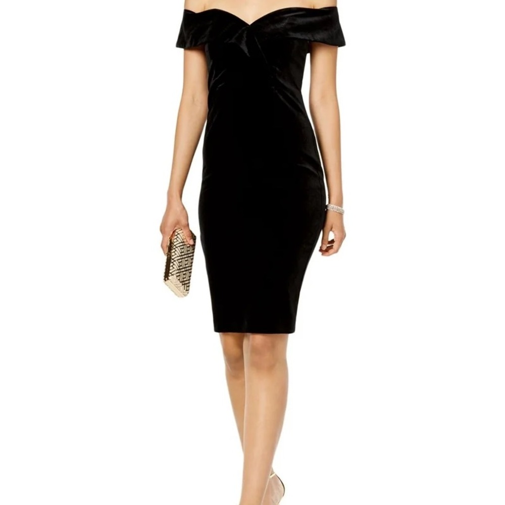 Black Velvet Shoulder-baring Cocktail Dress size 8
